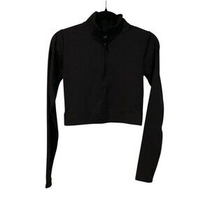 Splits59 Quarter Zip V Neck Long Sleeve Crop Top SIZE SMALL